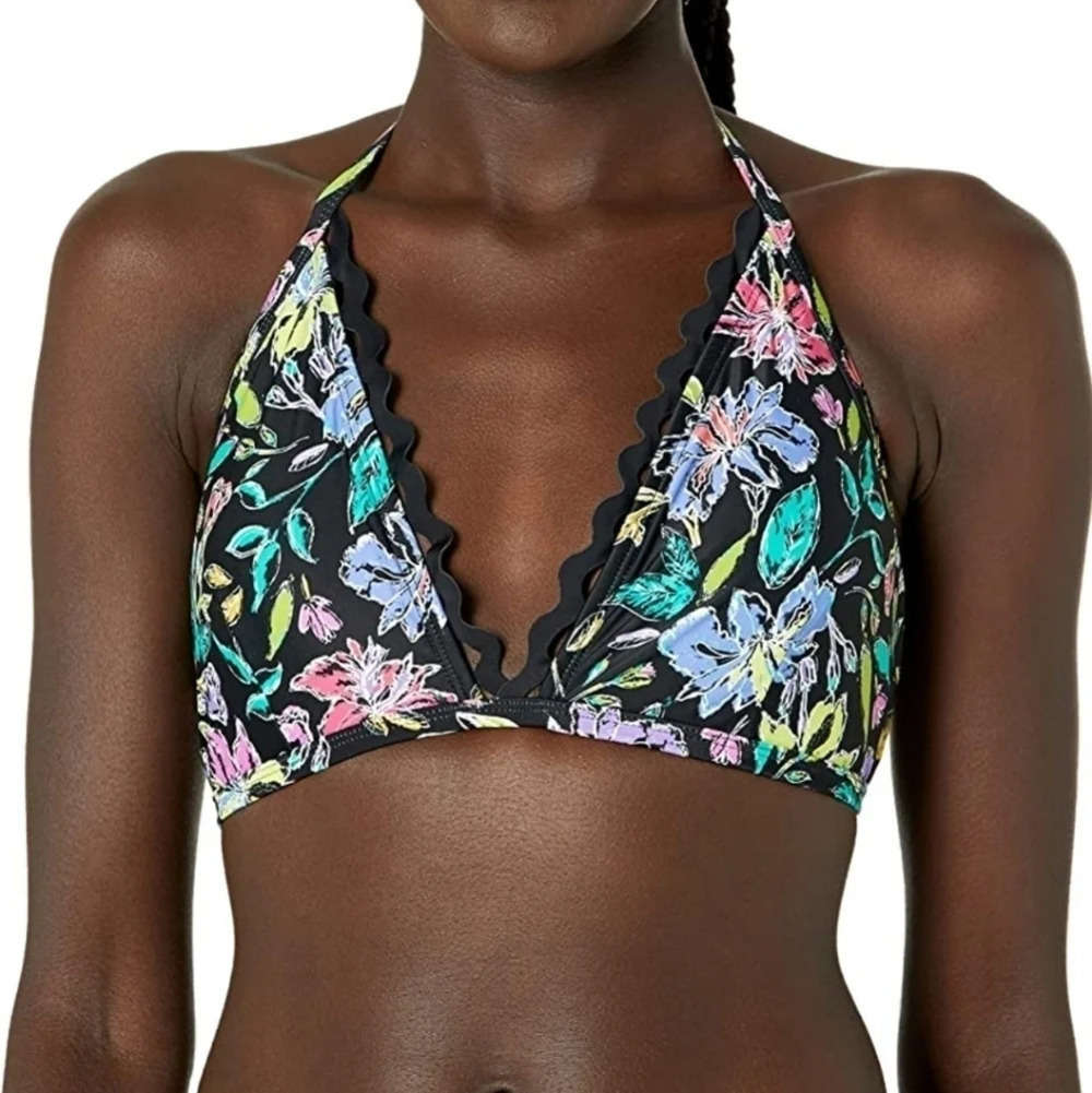 *NWT* Coastal Blue Floral Triangle Bikini Top